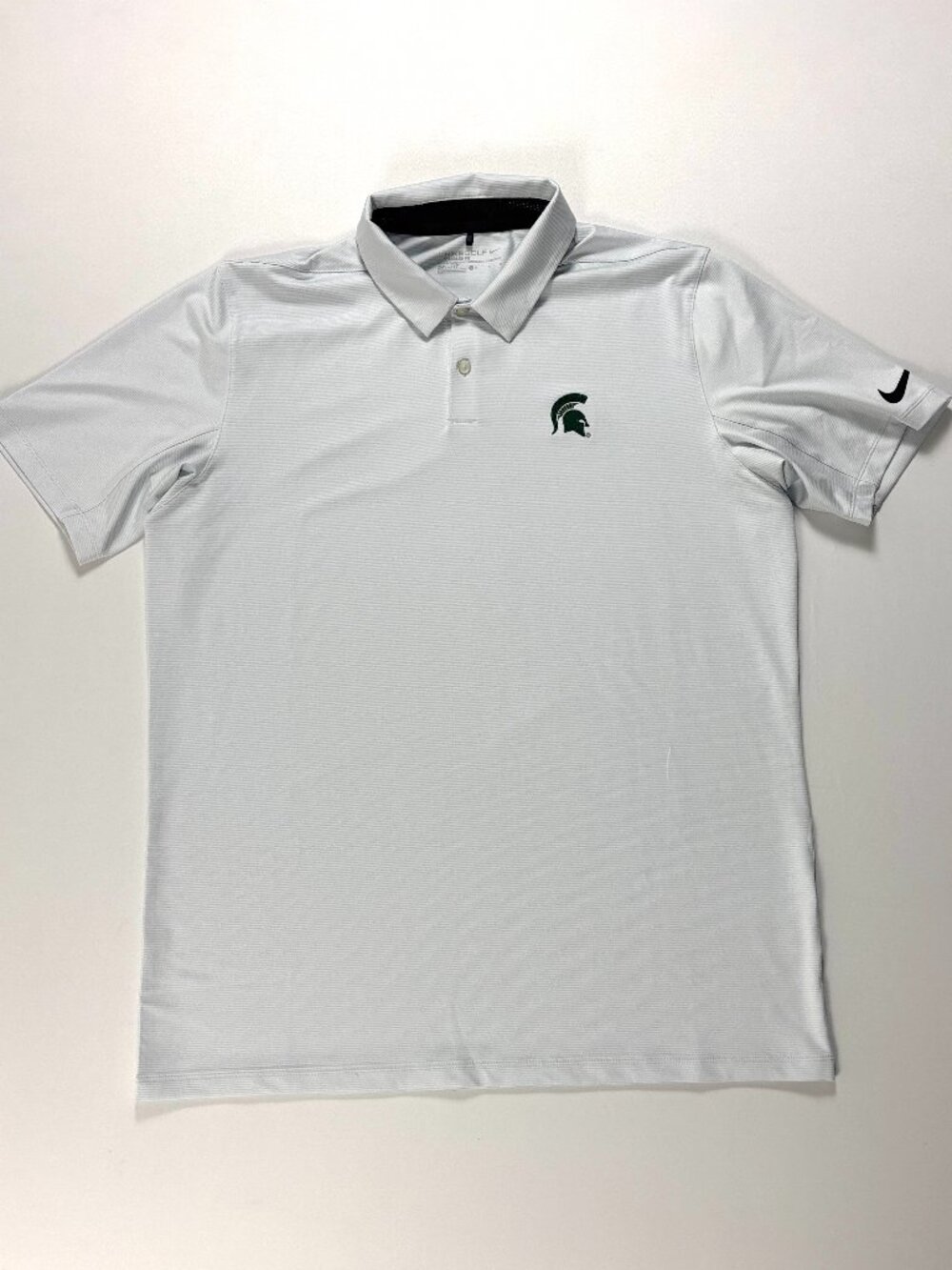 Michigan State University Nike Golf Mens Polo Shirt Light Gray Sz L Dri Fit